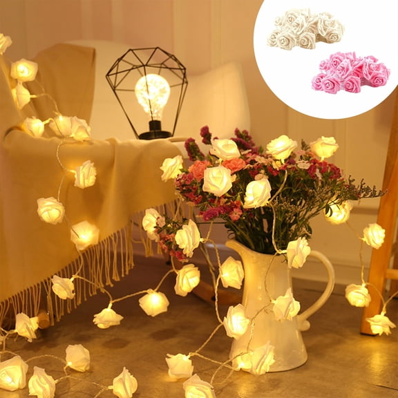 Msgweeeg Ambient Lighting Mood Lamp Small Gift 1PC Rose LED String Lights Approx. 10ft USB Romantic Rose Lights Outdoor Valentine's Day Wedding Room Garden Christmas Terrace Holiday
