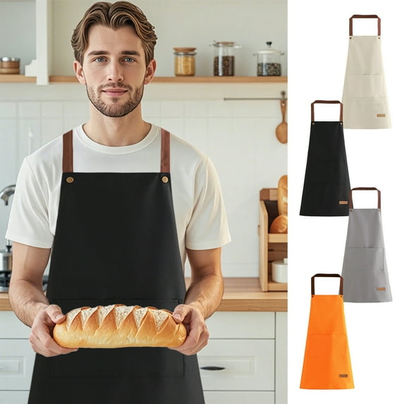 Msgweeeg Aprons for Women Apron Household Kitchen Aprons Antis-work and Dirt-resistants Waterproof and Oil-proof Fashionable Unisex Style with Pockets In Four Colors for Baking
