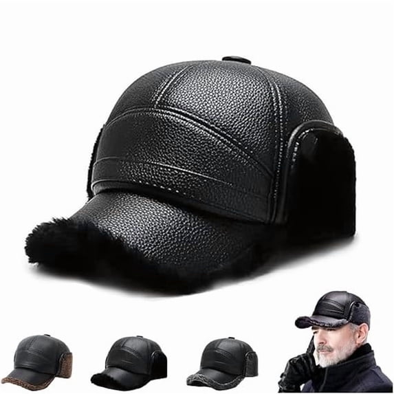 Msgweeeg Baseball Caps Caps Men's Baseball Caps Baseball Cap Women Men's Winter Cap with Earmuffs Faux Leather Earflap Hat