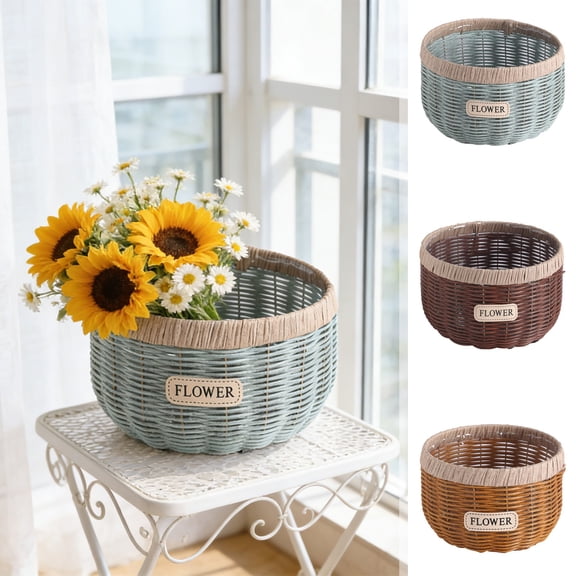 Msgweeeg Baskets for Shelves Toy Storage Baskets Hand Woven Rattan Flower Basket Rustics Planter Pot for Succulents Orchid and Greeneries Decorative Flower Pot for Home and Garden Random Color