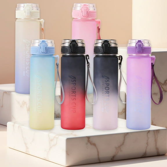 Msgweeeg Bottle Gym Water Bottle Gradient Color Large Capacity Portable Plastic Water Cup Students Straight Drinking Cup Men and Women Sports Cup