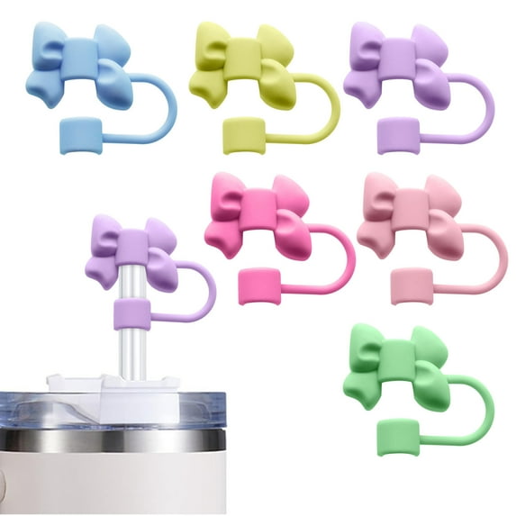 Msgweeeg Bows for Decoration Silica Gel Straw Cover Cute Bow Shaped Straw Cover Splashing Proof Straw Cover Reusable Straw Cover Water Bottle Straw Cover 0.4in Diameter