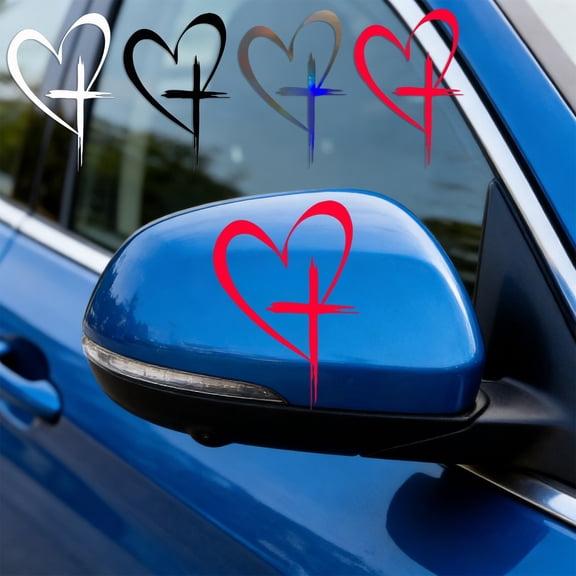 Msgweeeg Car Decals Religious Laptop Decal Love Heart Crucifix Vinyl Sticker Waterproof Cross Graphic Decal for Notebook Car Windows Water Bottle Luggage Bible Journal