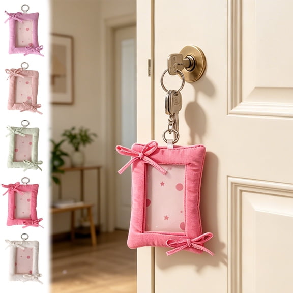 Msgweeeg Card Protector Sports Card Sleeves Kawaii Bow Photocard Holders 3 Inch Cute Fabric Card Protector ID Badge Holders with Keychain Backpack Glamour for Students
