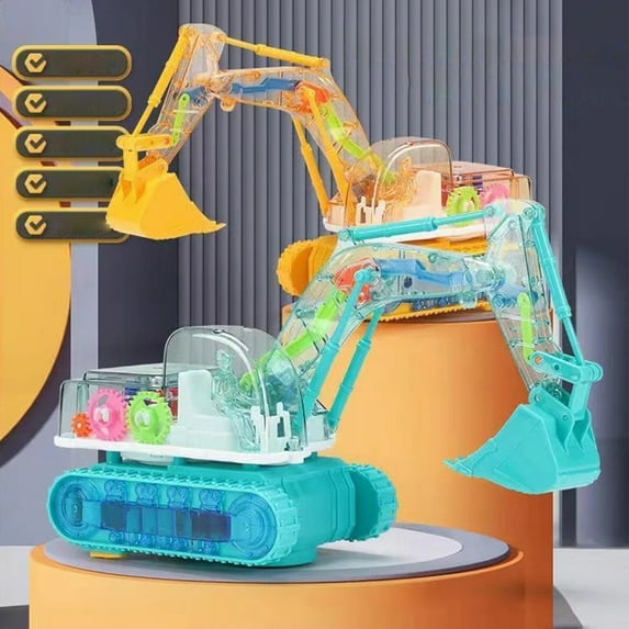 Msgweeeg Cars Toys Toy for 6 Year Old Boy Boys Christmas Gifts Children's Transparent Gear Mining Toy Car Music Lighting Engineering Vehicle Simulation Model Boy Christmas Gifts Birthday Gift