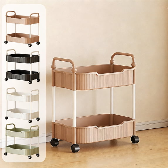 Msgweeeg Cart Organizer Kitchen Storage Carts 2 Layer with Armrests Storage Rack Bathroom Toilet Toiletries Storage Carts Suitable for Kitchens Bathrooms and Living Rooms