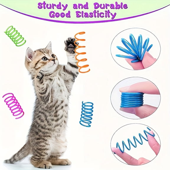 Msgweeeg Cat Toys Cat Toys Interactive Toys for Cats Spring Toys Playful Coils for Kittens Plastic for Swatting Biting Hunting and Active Play Colorful 2 Inch Random Color