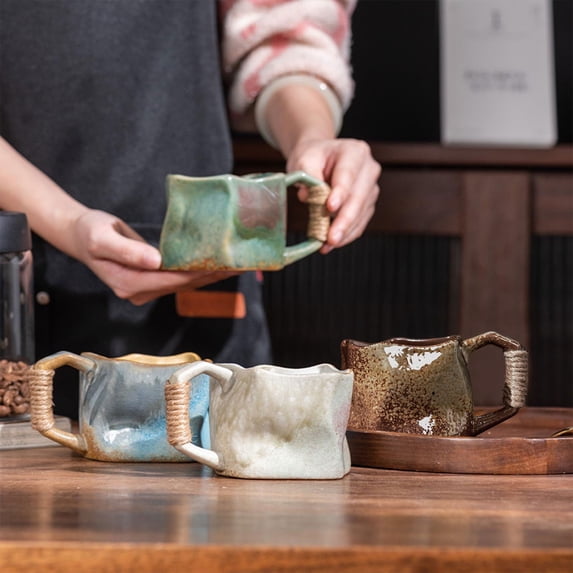 Msgweeeg Ceramic Mug Teacup Women Gifts Pottery Kilns Into Special-shaped Mugs Rough Pottery Hand Knead Irregular Nordics Style Coffee Cups