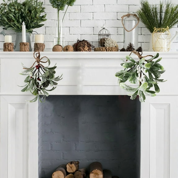 Msgweeeg Christmas Decor Christmas Ornaments Artificial Mistletoe Wall Hanging Christmas Home Fireplace Interior Decoration Christmas Tree Accessories Hanging