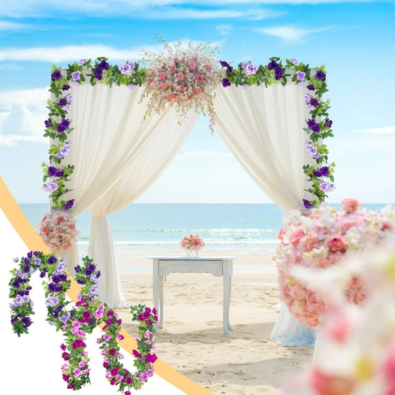 Msgweeeg Christmas Garlands for Decoration Tree Decor Artificial Rose Flower Garland Fake Vines Silk Floral Hanging for Wedding Arch Decorations Room Party Home Garden Hotel Office Wall Decor