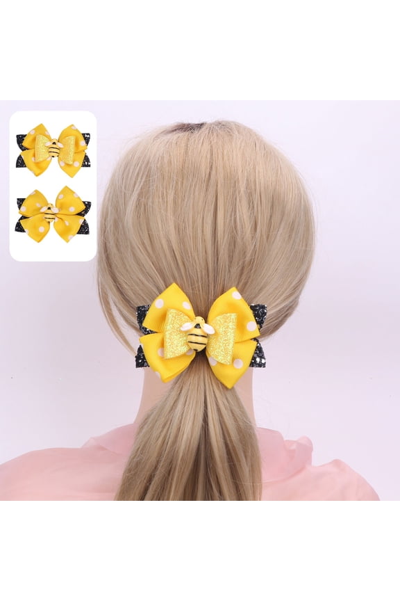 Claw Clips Claw Hair Clips Yellow Bumblebees Bow Hair Clip Honeybee Festival Themed Hair Accessory for Girls Kids Party Costumes Outfit Cute Decoration Hairpin