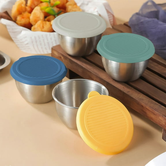 Msgweeeg Condiment Containers with Lids Salad Dressing Container Leakproof Reusable Stainless Steel Small with Lid for Meal Prep and Portion