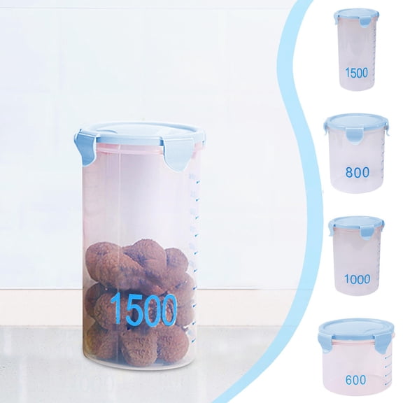 Msgweeeg Container Kitchen Storage Containers with Graduated Round Storage Jars Sealing Jars Plastic Kitchen with Lids Snack Jars Grains Storage Jars Storage Jars Yoghurt Cheese Cake Jars