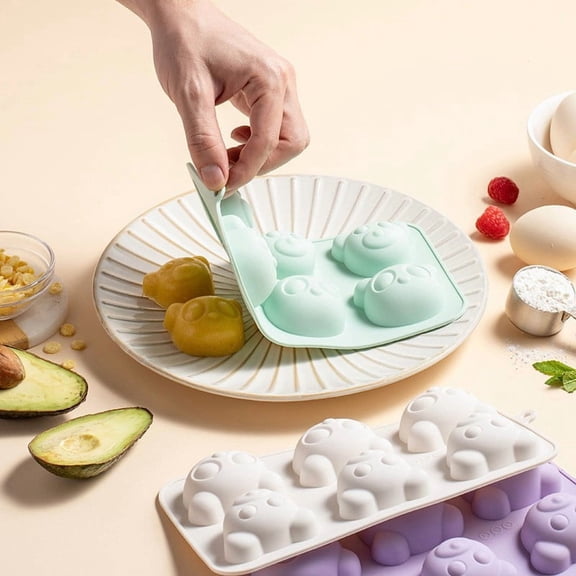Msgweeeg Cookie Molds Cake Molds Cute Bear Silicone Baking - 6-Cavity Non-Stick Cake Pan for Baby Food Muffins Chocolate - Release Dishwasher Safe Kitchen Tool Random Color