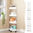 thumbnail image 1 of Msgweeeg Corner Cabinet Corner Storage Bathroom Corner Storage Shelf organizer with Detachable 4 Tiers Rolling Wheels and Drainage Holes for Vinyl Records, 1 of 7