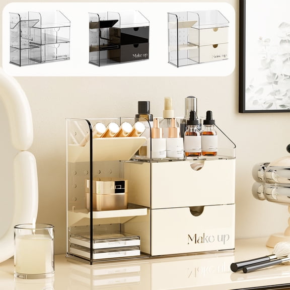 Msgweeeg Corner Shelf Stand Corner Shelves Makeup Organizer for Home Vanity Drawer Adjustable Layered Drawer Storage Box for Cosmetics and Jewelry