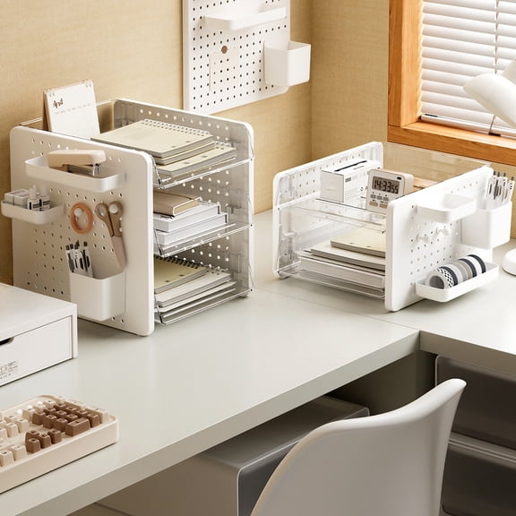 Msgweeeg Corner Shelves Corner Shelf Desk Pegboard Storage Organizer Stationery and Cosmetics Holders Home Office Workspace Part Document and Supplies Rack