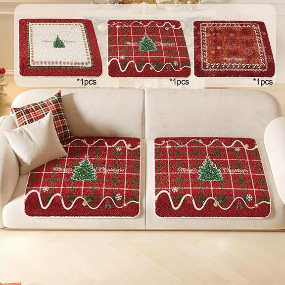Msgweeeg Sofa Cushion Couch Cushion Christmas Sofa and Chair Cushions Warm Plushes Non-s Lip Mats for Mantelpiece, Wreath, and Garland Accents