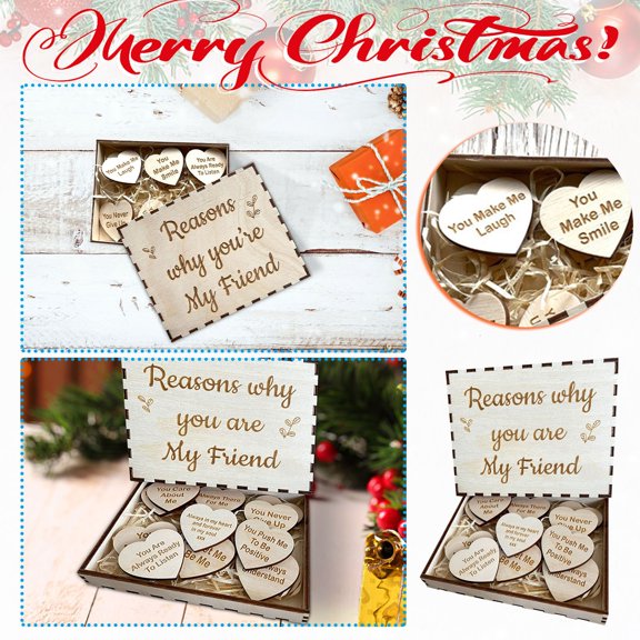 Msgweeeg Cute Christmas Gifts Gifts for the Home Why Are You My Friend You Are My Friend Wooden Box and Heart Keepsake Gift for Office Decor
