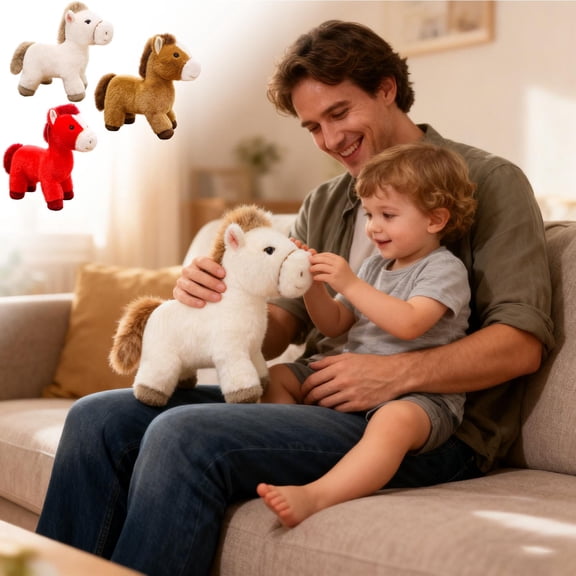 Msgweeeg Cute Plushies Gift for 3 Year Old Boy Valentine Day Gifts for Her Boys Gifts Age 6-8 Little Horse Figurine- Plusher Little Horse Doll Figurine