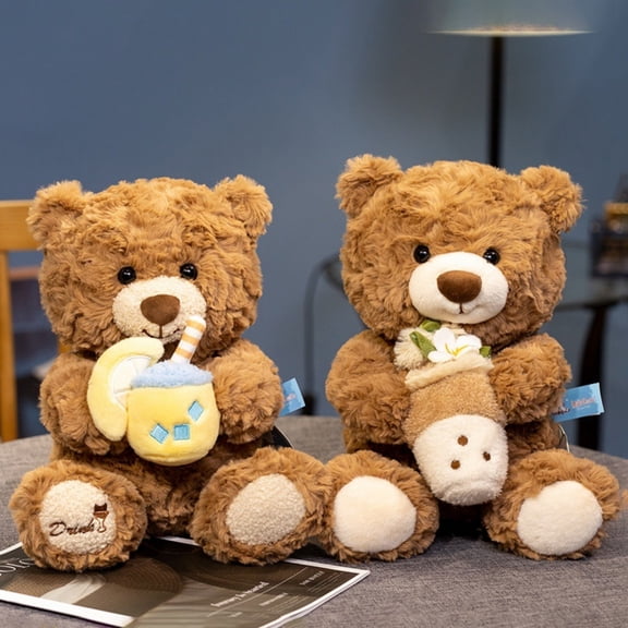 Msgweeeg Cute Stuffed Animals Boy Toys Age 3 Valentine Gifts for Her Milk Tea Bear Toy Super Soft Stuffed for Kids Cute Doll for Anxiety Relief Birthday Christmas Gifts for Girls Boys