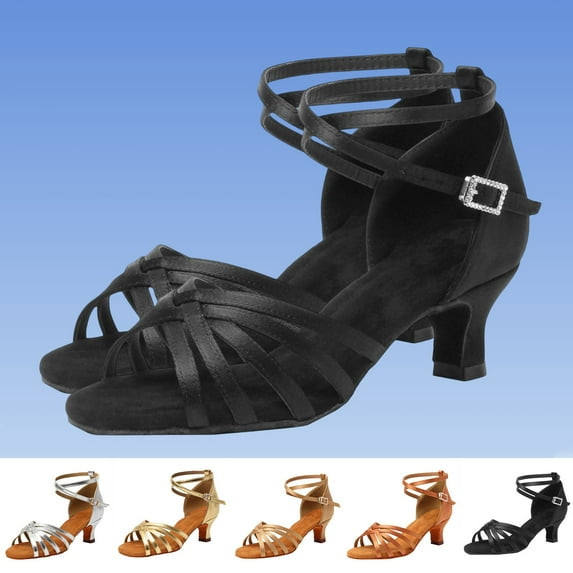 Msgweeeg Dance Shoes Womens Walking Shoes Women's Five-Piece Adult Latin Dance Mid-Heel Soft Sole Spring Summer Trendy Textured Comfortable Dance Performance Performance Shoes for Work & Office