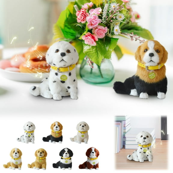 Msgweeeg Desk Decorations for Women Office Woman Gifts Simulation Pet Dog Toy Barking Dog Furry Pet Toy Home Office Decoration Collection Gift Gift for Anniversary, Birthday, Christmas