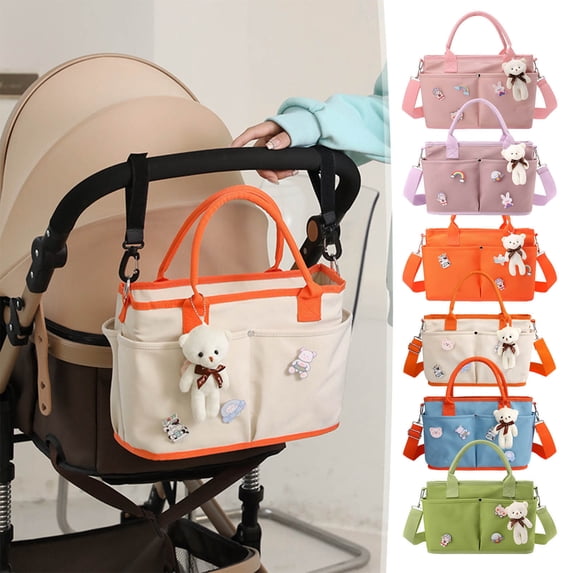 Msgweeeg Diaper Bag Backpack Organizer Large Capacity Multiple Pockets Insulated Bottle Holder Stroller Straps Detachable Bear Pendant Postpartum Changing Pad for Newborns Moms on the Go