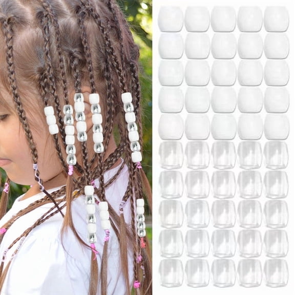 Msgweeeg Dirty Braid Beads Colored Large Hole Beads for Braiding Hair DIY Jewelry Making Loose Craft Beads Transparent and Colorful Styles for Hairstyles