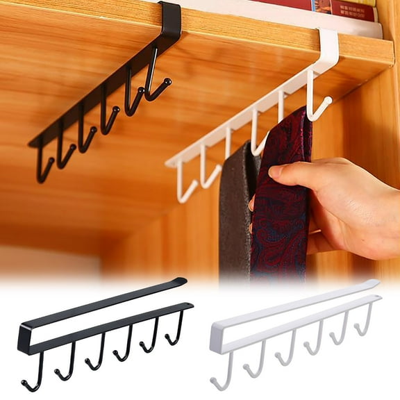 Msgweeeg Over Door Hook Over the Door Towel Rack Hook for Mugs From The Cabinet Iron Hooks for Mugs Support for Cups with 6 Hooks Hooks Storage for Glasses Of Wine for Under The Cabinet