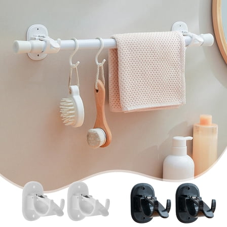 Msgweeeg Over the Door Storage Over the Door Hooks Transform Your Space with Curtain Rod Hooks No Drill Adhesive Bracket Clip 2pcs Easy Install Horizontal Rod Curtain Rod Adhesive Hooks