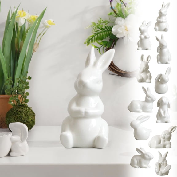 Msgweeeg Easter Decoration Easter Basket Ideas Mini Cute White Living Room Bedroom Desktop Easter Ceramic Home Decor