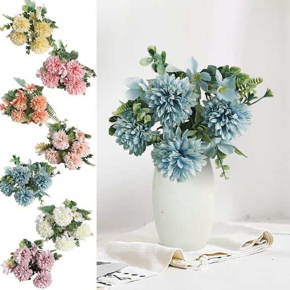 Msgweeeg Faux Flowers Wedding Decor Simulation Small Chrysanthemum Fake Flower Hotel Wedding Arrangement Photography Modeling Home Placement Decoration Silk Flowers