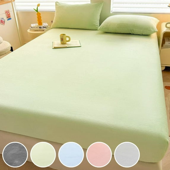 Msgweeeg Fitted Sheet Full Bed Sheet Fitted sheet and bed cover set featuring a deep pocket designs made from soft ultras fine plushs material shrink resistants and fade resistants and to care