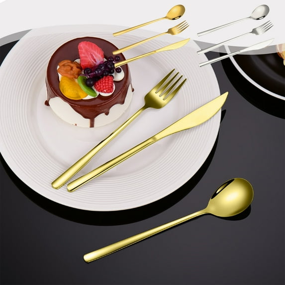 Msgweeeg Flatware forks and Spoons Silverware Set Stainless Steel Knife fork and Spoon Western Style Steak fork Set Household Stainless Steel Spoon European Style Dinner Knife Three Piece Set