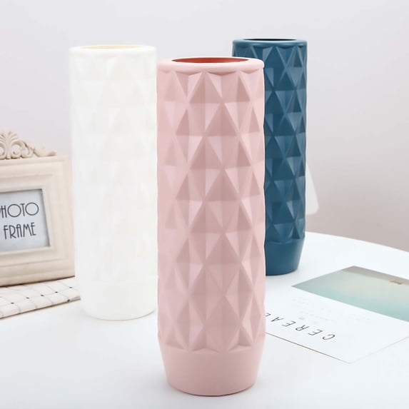 Msgweeeg Flower Vase Small Vase Plastic Imitation Glazed Vase Living Room Flower Arrangement TV Cabinet Decoration Dried Flower Decoration Flower Pot Flower Utensil for Memorial Flowers