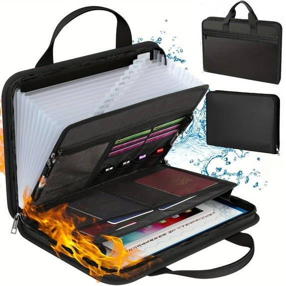 Msgweeeg Folders Colored Folders Fireproof Accordion File Folder With Handle A4 Document Bag Exam Paper Organizer Storage Pouch Woman Christmas Gifts for Home Office