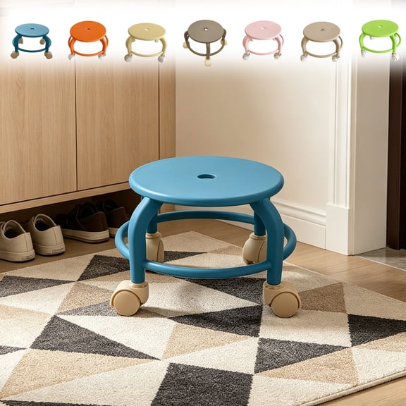 Msgweeeg Foot Rest Foot Stool Swivel Stool Rolling Low Seat Plastic Caster Chair Compact Movable Home Seating for Living Room Vanity Workspace Laundry Room and Everyday Use