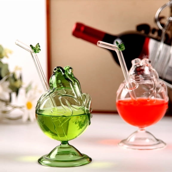 Msgweeeg Frogs Cocktail Glass Cute Crystal Whiskey Glass Fun Drinking Glassware Unique Design for Home Bar Entertaining Parties Collectible Surprise Gift