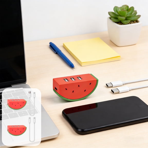 Msgweeeg Fruit Shaped 3-Port USB Hub Multi-Device Charging Data Transfer Laptop Desktop Splitter Cute Compact Portable Design for Office Home Travel School