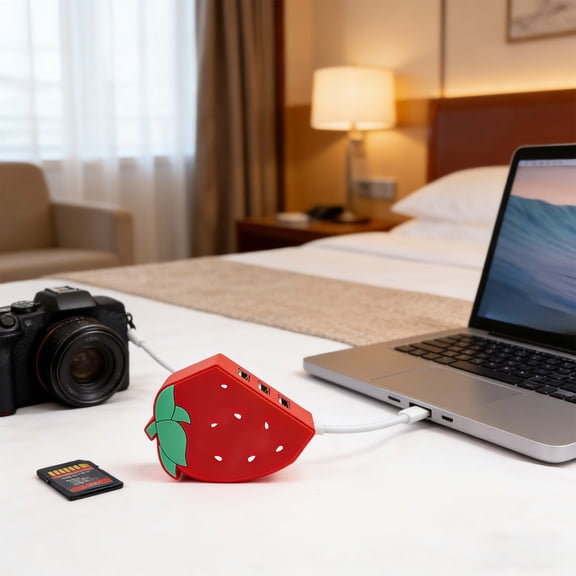 Msgweeeg Fruit Shaped 3-Port USB Hub Multifunctional Laptop Splitter Charging Data Transfer Cute Desk Accessory High-Speed Multiple Device Connection Home Office School