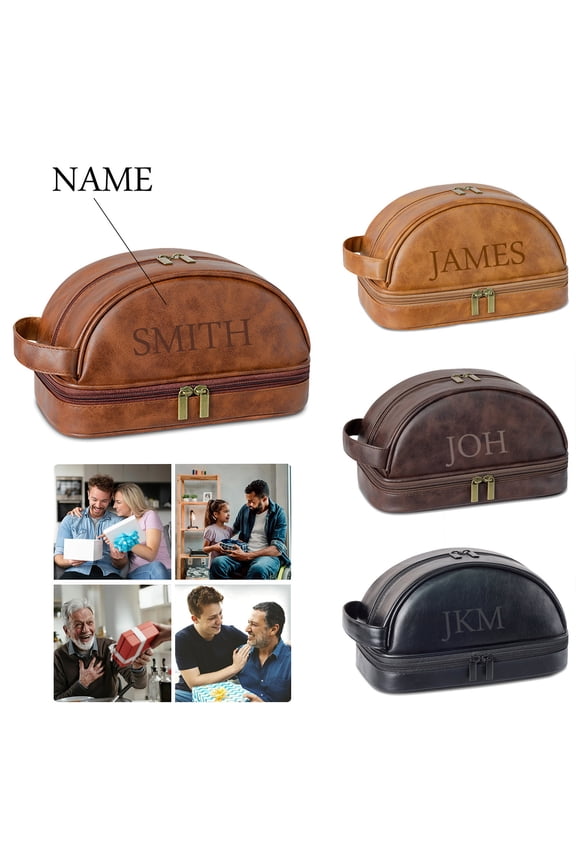 Gift for Women Birthday Gift Personalized Toiletry Bag for Men Engraved Name Initials Toiletry Bag Customized Travel Shaving Kit for Groomsmen Gifts for Christmas Birthday