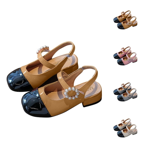Msgweeeg Girls Shoes Girls' Sandals Girls' Summer Arrival Soft Soles Fashion Slides for Big Kids Versatile Pearl Princess Flats for Summer & Vacation