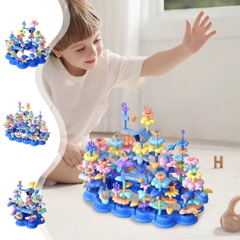 Msgweeeg Girls Toys Gifts for 6 Year Old Boys Children's Assembling Garden Changing Small Garden DIY Set with Building Blocks Flower Arrangement Assembling and Building Toys for and Boys