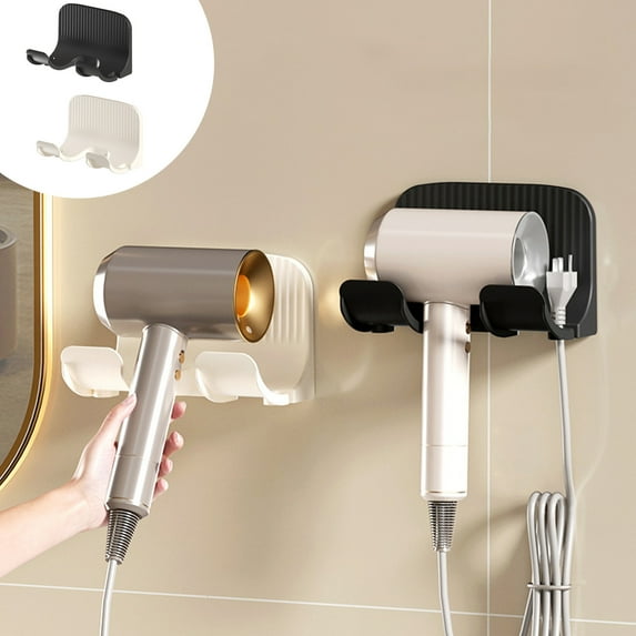 Msgweeeg Hair Dryer Holders Wall Mounted No Punch Bathroom Hair Dryer Rack Hair Dryer Storage Rack Wall Mounted Hair Dryer Bracket Waterproof andwet Proof with Traceless Sticker