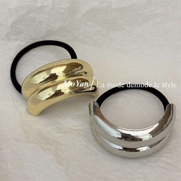 Msgweeeg Hair Tie Hair Bands Personalized Alloy Concave Elastic Headband Versatile Cool Style Geometric Headband Temperament Headband