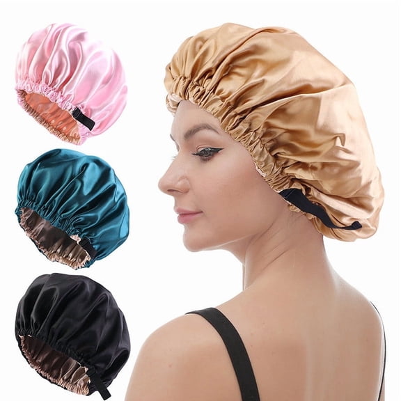 Msgweeeg Hair Towel Wrap Hair Wrap Towels Double Layer Sleep Cap Silk for Long Hair Curls Bonnet Silk Satin Hair Cap Silk Bonnet Hair Care Night Women