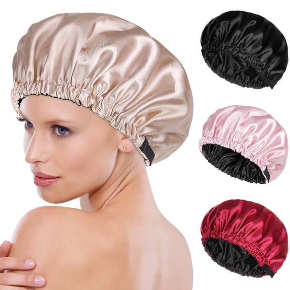 Msgweeeg Hair Towels Hair Towel Wrap Double Layer Sleep Cap Silk for Long Hair Curls Bonnet Silk Satin Hair Cap Silk Bonnet Hair Care Night Women