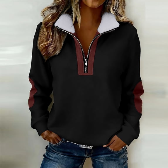 Msgweeeg Half-Zip Collared Sweatshirt Jacket, Midweight, Women's S-XXXL