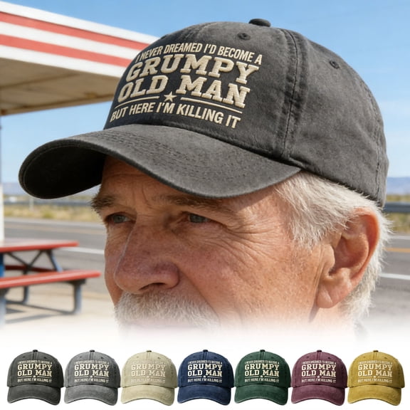 Msgweeeg Hats Men Hats I Never Thought I Would Become Hot Tempered Old Man Funny Embroidered Hat Humorous Adjustable Dad Cap Gift Statement for Seniors Parties Daily Wear Random Color